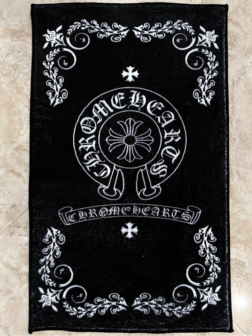 Black Gothic Plush Tufted Rug 32x19 Room Decor